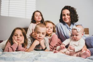 Family at home . Portraits