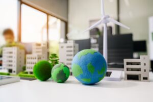 Carbon emissions to limit global warming and climate change to reduce CO2 levels through sustainable