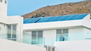 Solar panels on a house roof in Spain