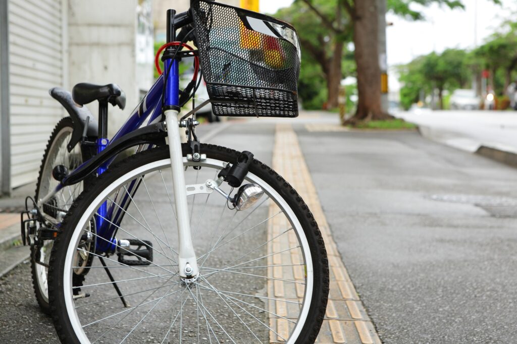 bicycle parked in city street