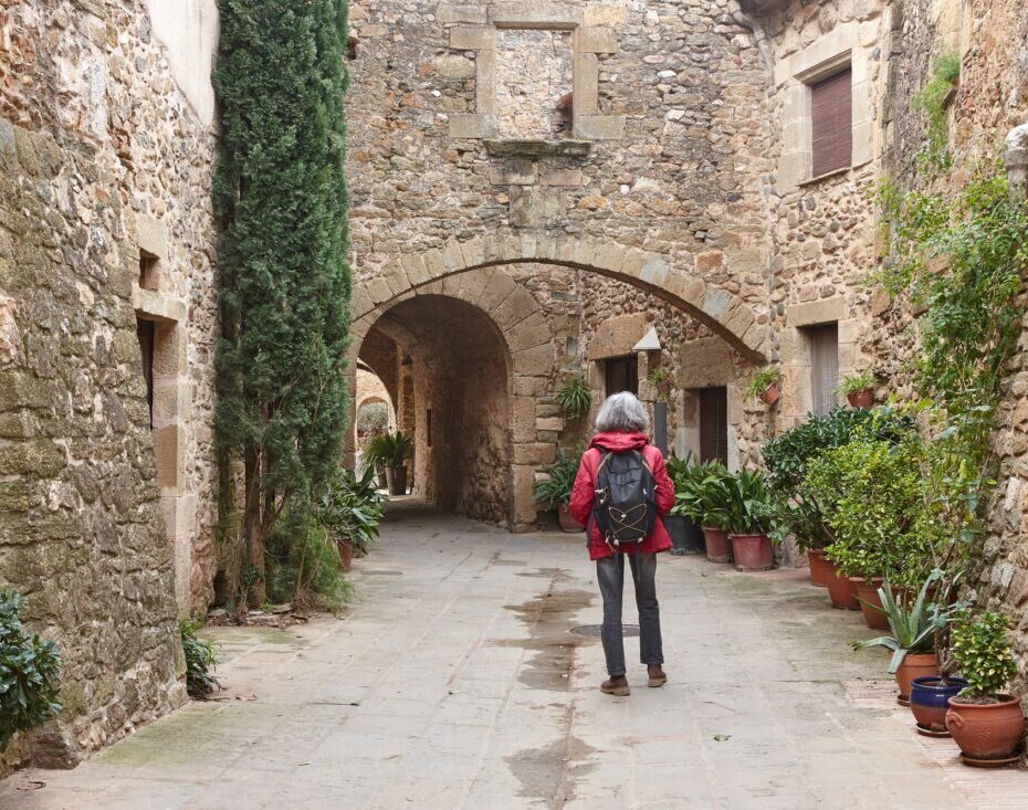 Historic medieval village of Monells. Girona, Costa Brava. Catalunya. Spain