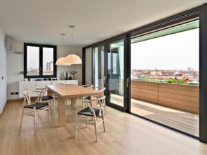 Interiors of a Modern Living Room Overlooking on the Terrace