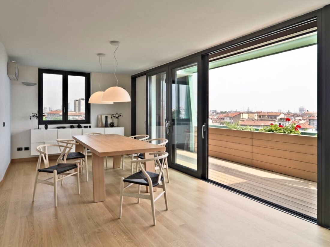 Interiors of a Modern Living Room Overlooking on the Terrace